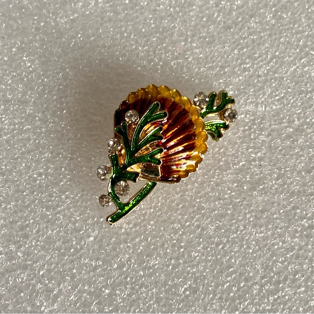 Seashell Rhinestone Brooch Pin - Picture 6 of 6